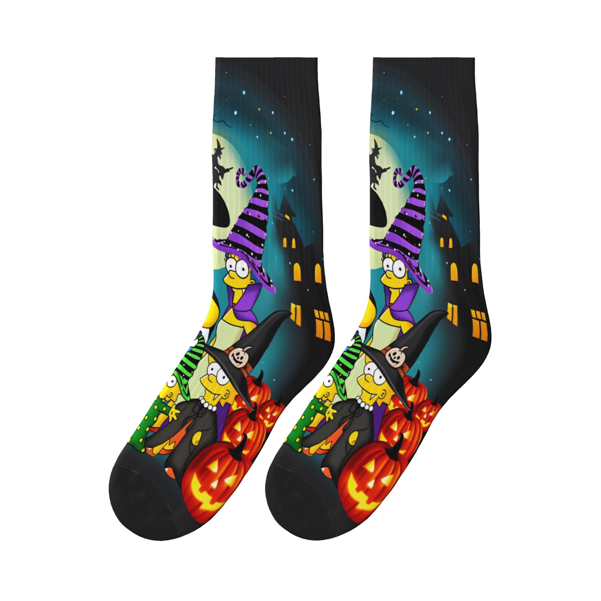 Men'S Fashion Youtube - Chaussettes familiales S-Simpsons Halloween Motif Sorcière