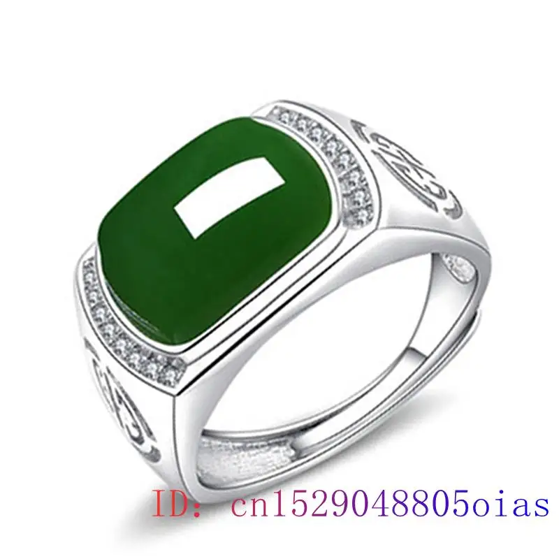 Men'S Fashion Rings - Bague en Jade vert pour hommes