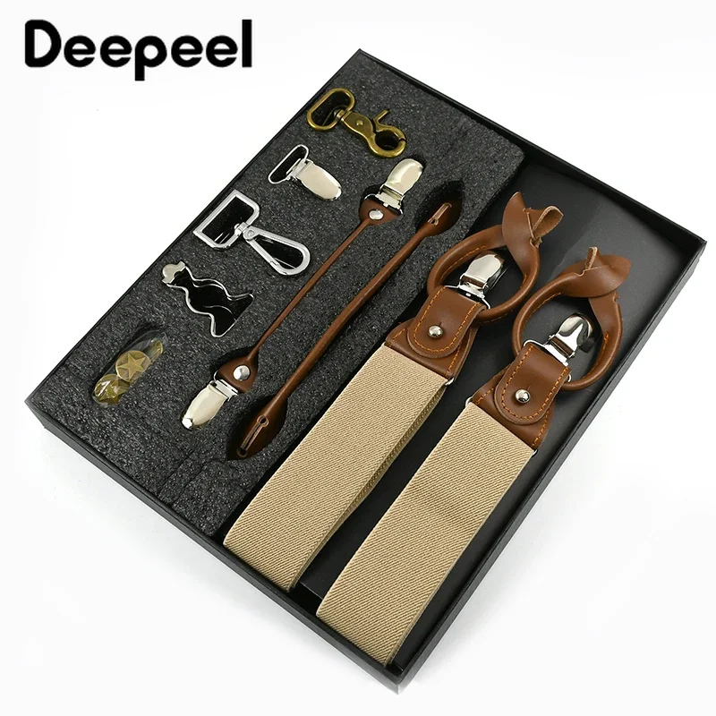 Suspenders Clip Men - Deepeel 1 ensemble 3.5*125cm hommes d'affaires