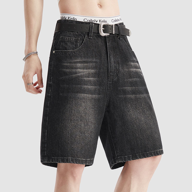 Men Fashion Jeans - Shorts en jean noir fin pour
