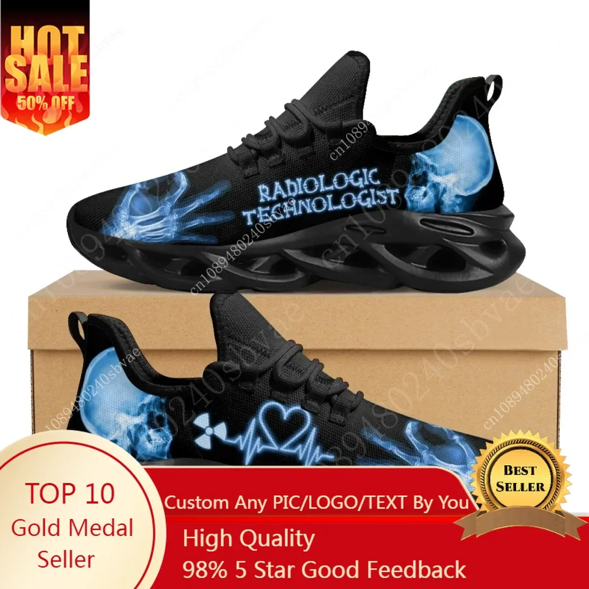 Casual Sneakers Men - Baskets pour technologistes radiologiques, chaussures squelette