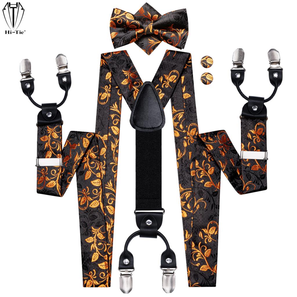 Suspenders Clip Men - Ensemble Bretelles, Nœud Papillon, Pochette et
